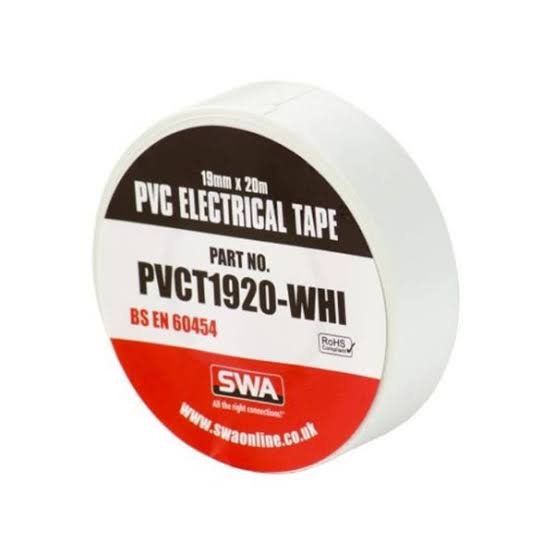 ICI PVC Tape (white, SWA#T1920, wide 19mm, length 20m), 10 roll/pack