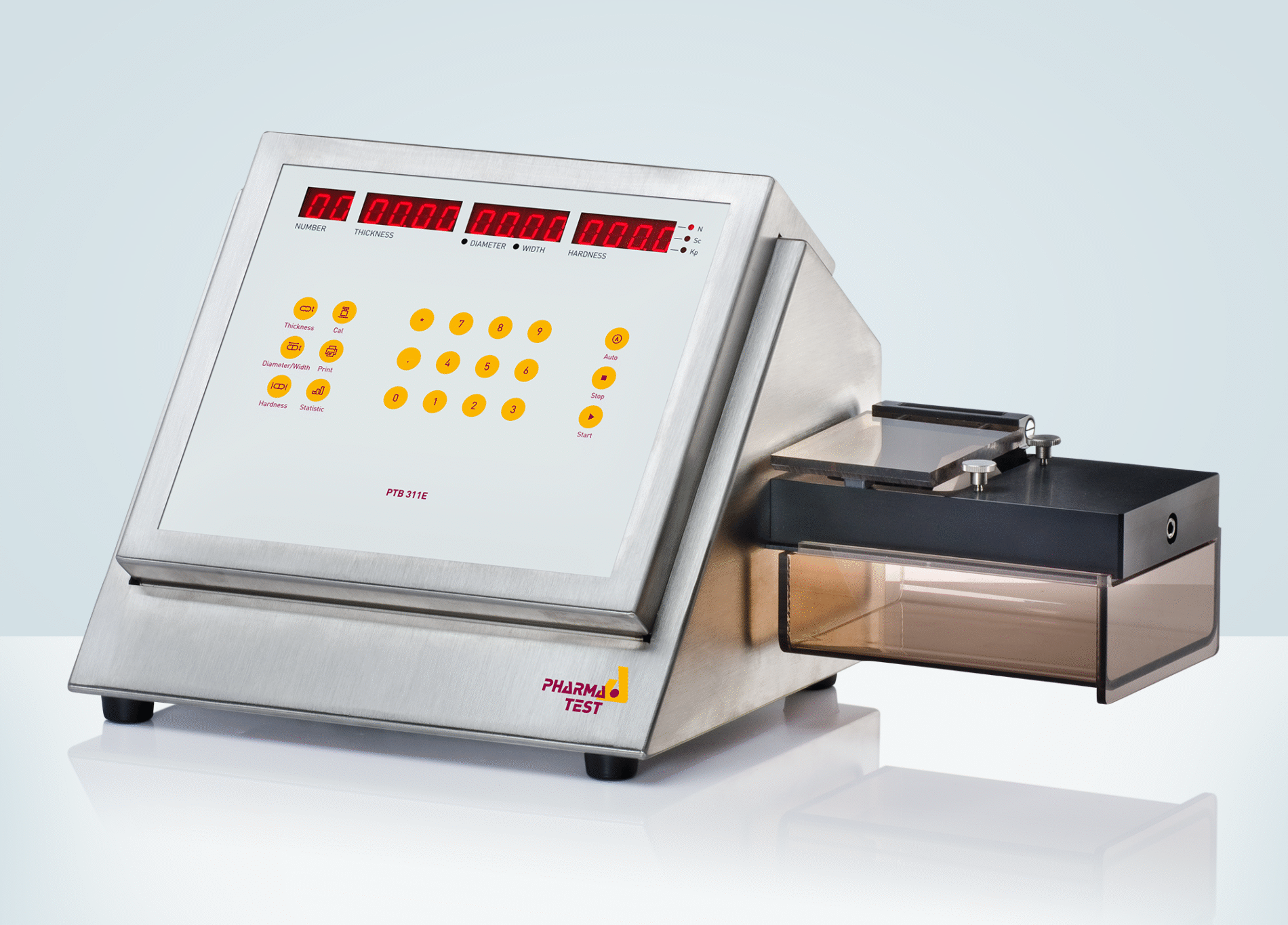 PTB 311E 4-in-1 tablet hardness testing instrument now with password feature and width measurement